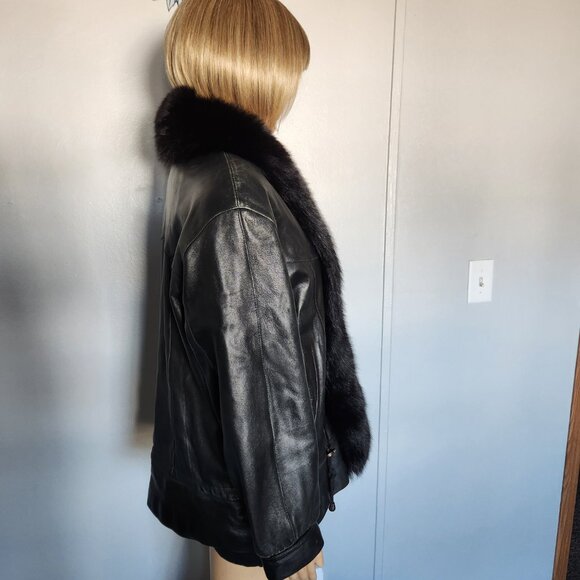 #604 Leather/fox fur coat - Picture 4 of 4